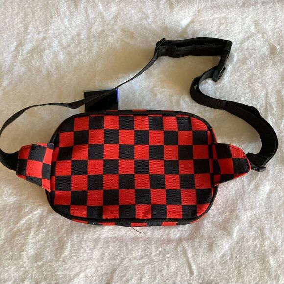 District Planet Belt Bag Red and Black Checkered Fanny Pack Check NWT Adjustable - Picture 3 of 6